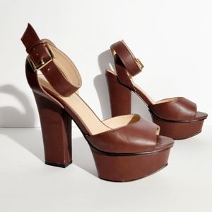 Leila Stone Jenna Platform Ultra High Heel Ankle Wrap Sandal